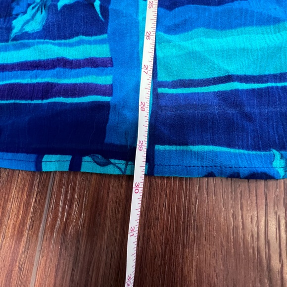 C.M. Shapes Vtg Blue Floral Buttoned Blouse shoulder pads short sleeve top 1X - Picture 8 of 8